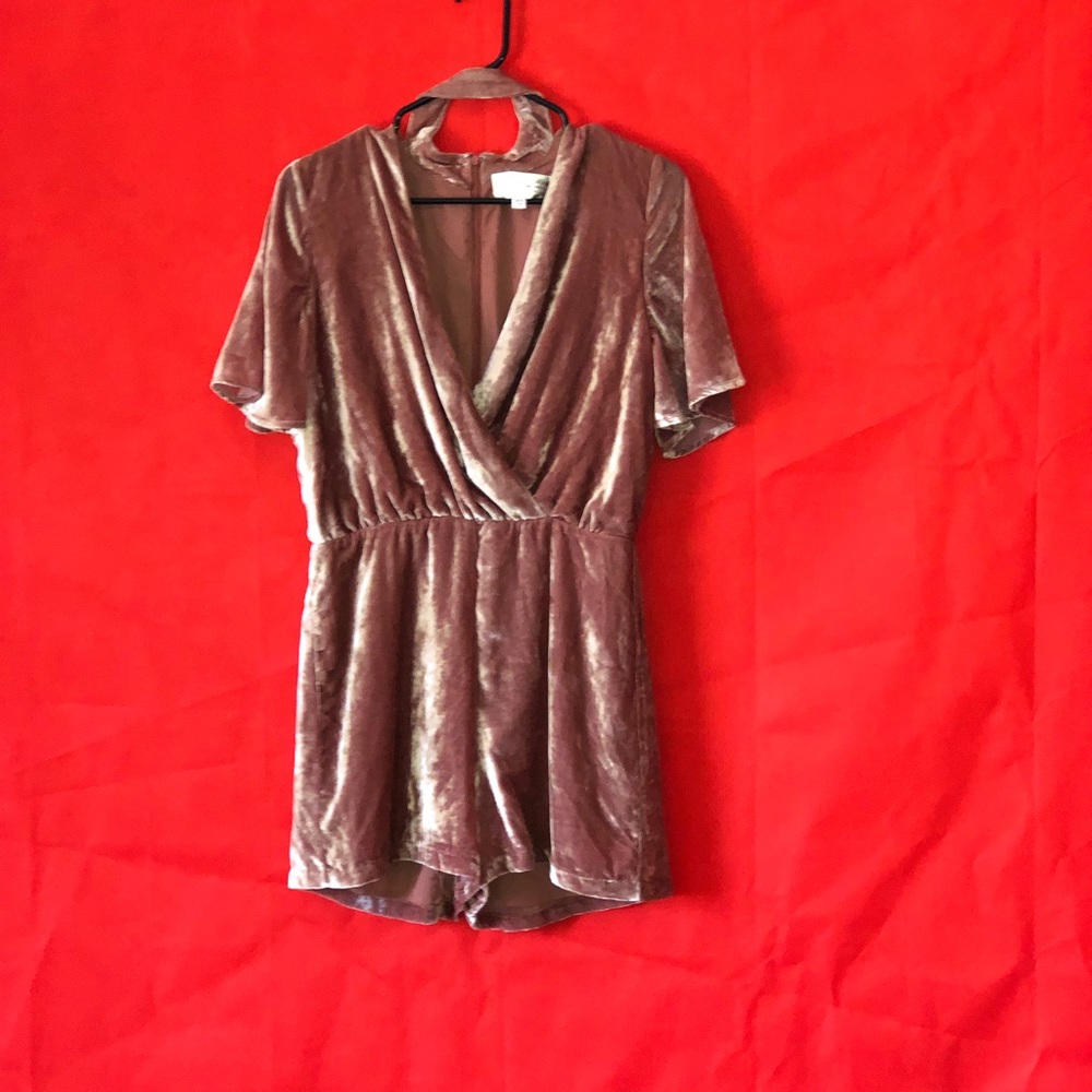 pink velvet jumpsuit